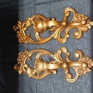 Vintage 1970s Homco Home Interiors Syroco wall sconce candle holder set